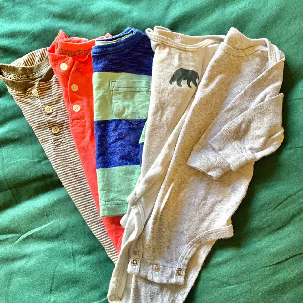 Carter’s, 9 Month boys, onesies, lot of 5